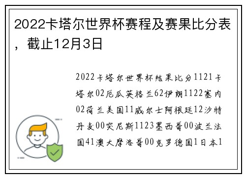 2022卡塔尔世界杯赛程及赛果比分表，截止12月3日
